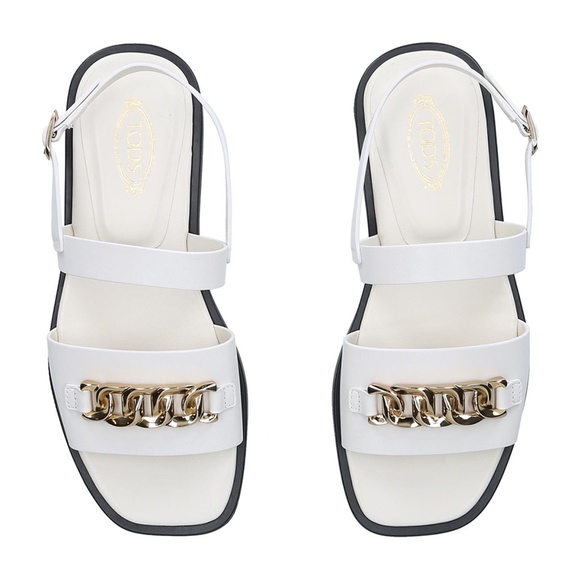 LIKE NEW Tod´s leather chain-detail flat sandals in...